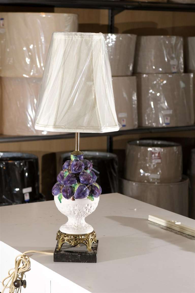 Mid-20th Century Midcentury Italian Porcelain Fruit Topiary Lamp