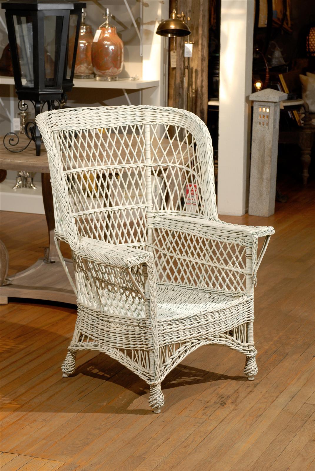 Wicker Antique Bar Harbor Wingback Chair
