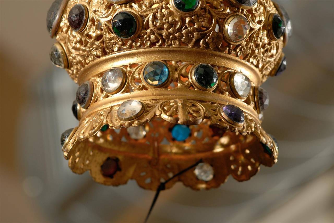 Italian Jeweled and Gilded Crown Pendant 3