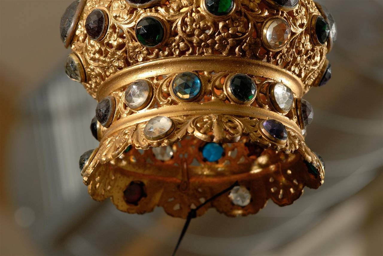 Italian Jeweled and Gilded Crown Pendant 2