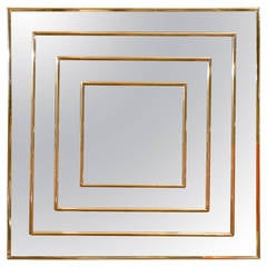 Square Brass Inlaid Mirror