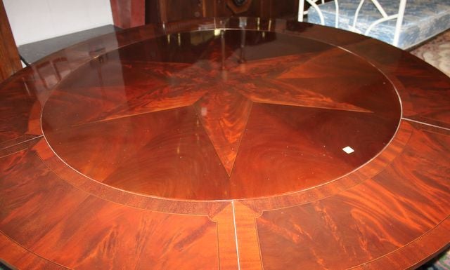 Italian Dining Table with Star Inlay and 5 Crescent Leaves 1