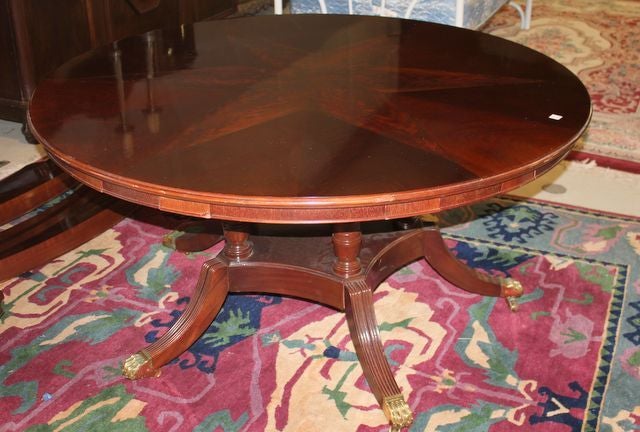Italian Dining Table with Star Inlay and 5 Crescent Leaves 2