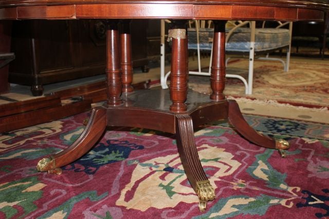Italian Dining Table with Star Inlay and 5 Crescent Leaves 3