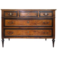 Directoire Period Walnut Commode with Brass Inlay