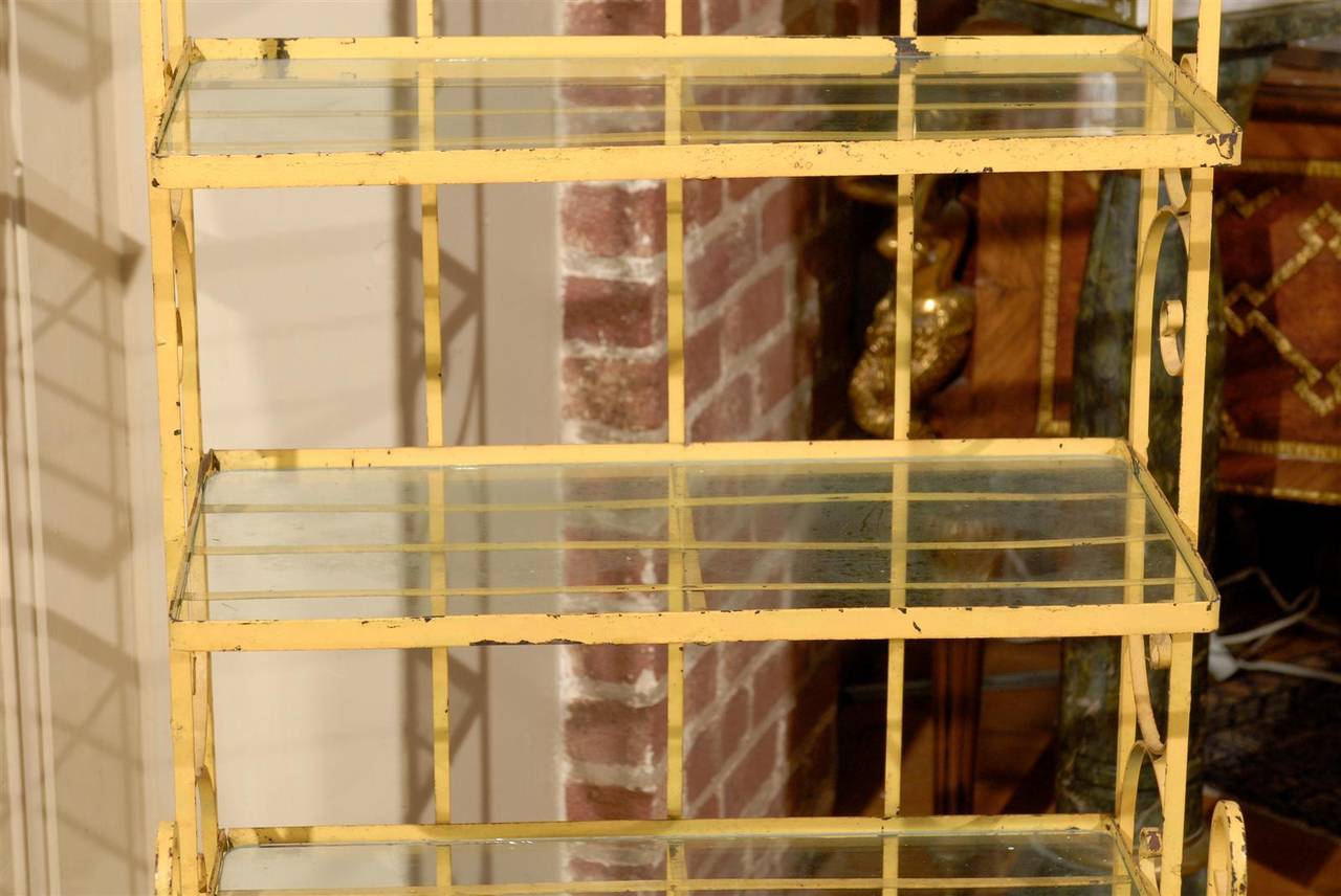 20th Century Petite Midcentury Yellow Baker's Rack