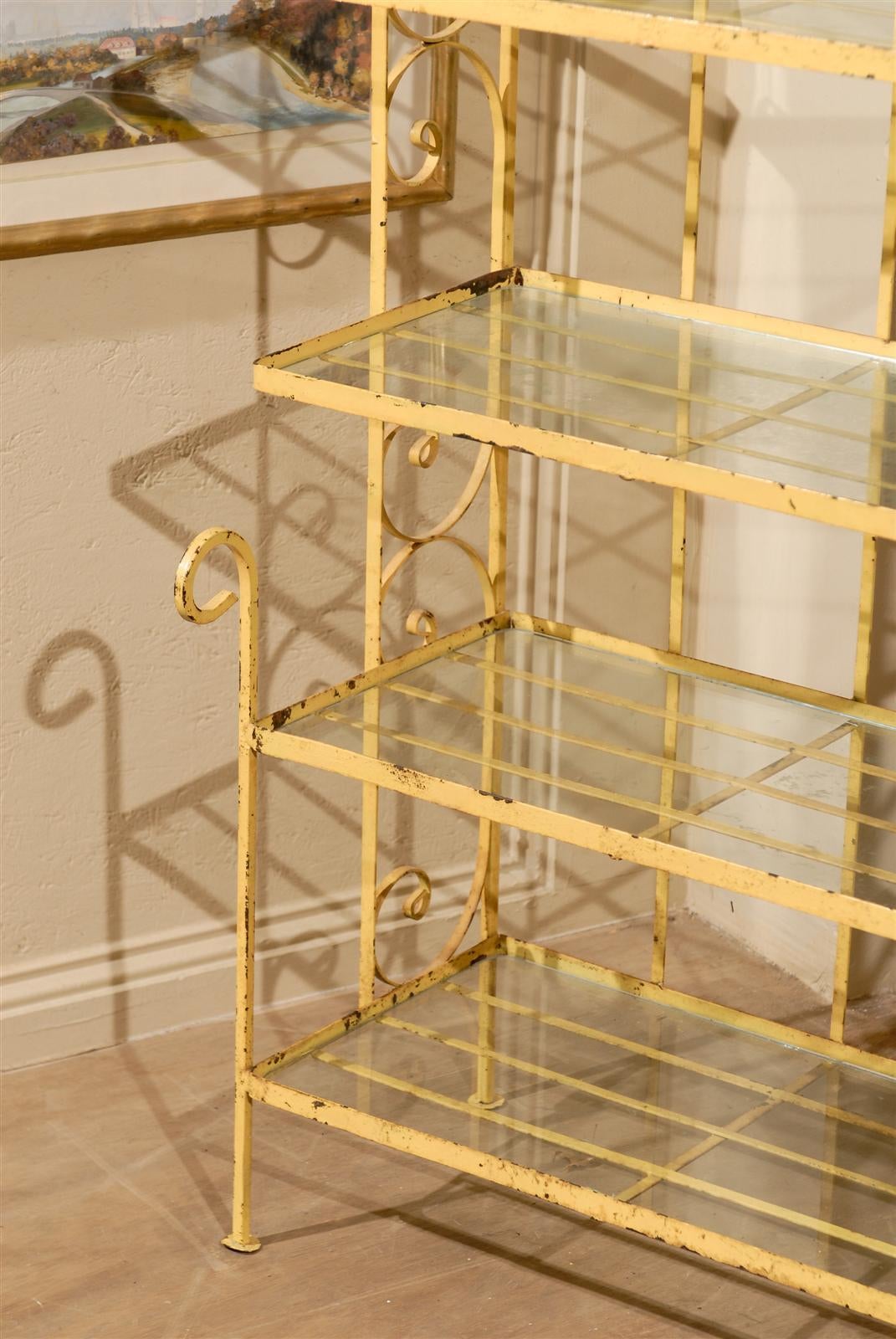 Glass Petite Midcentury Yellow Baker's Rack