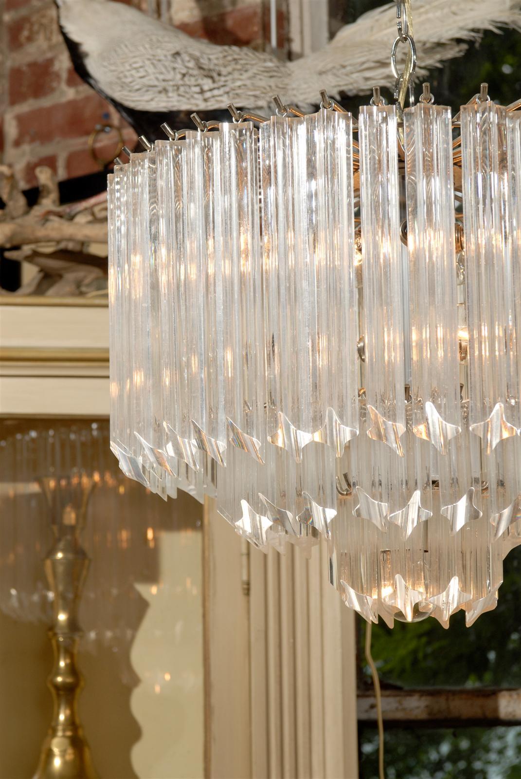 Lucite and Chrome Waterfall Chandelier 1