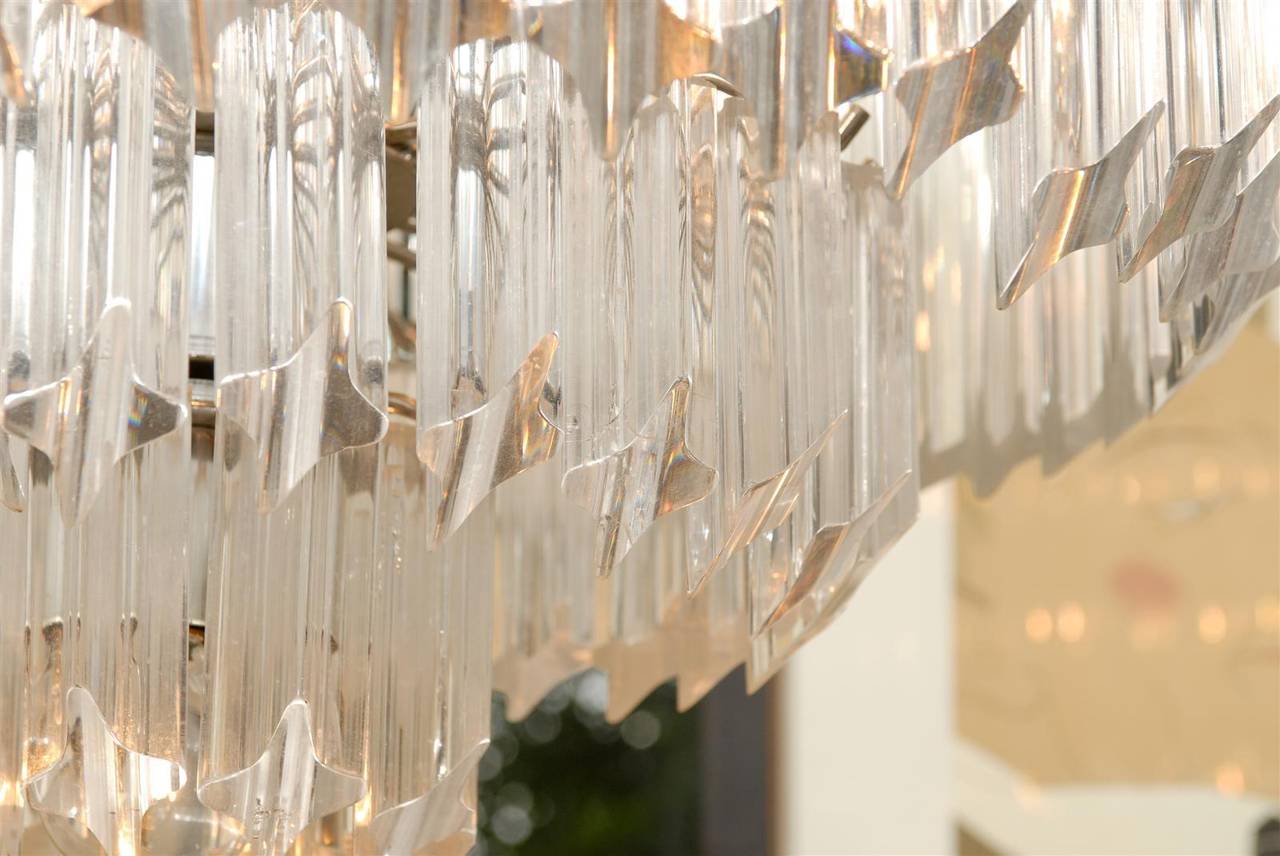 20th Century Lucite and Chrome Waterfall Chandelier
