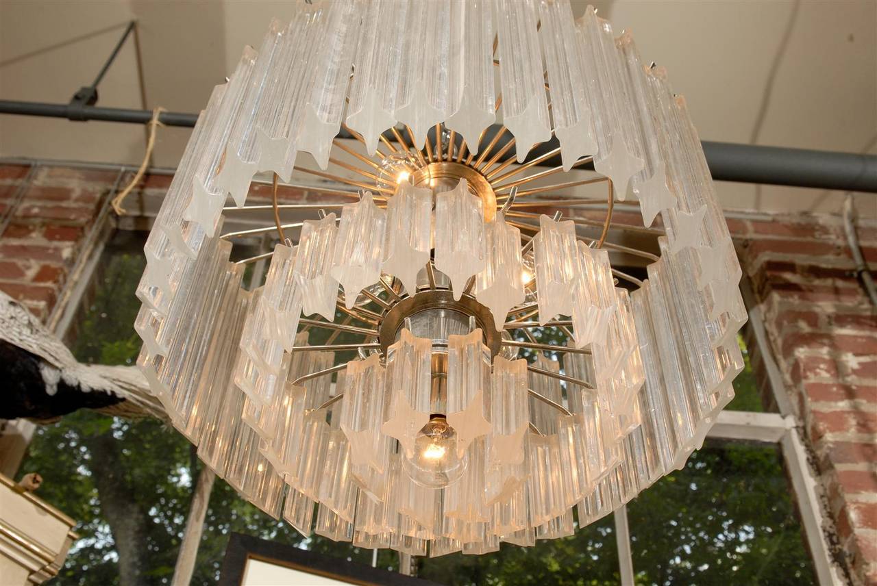 Lucite and Chrome Waterfall Chandelier 3