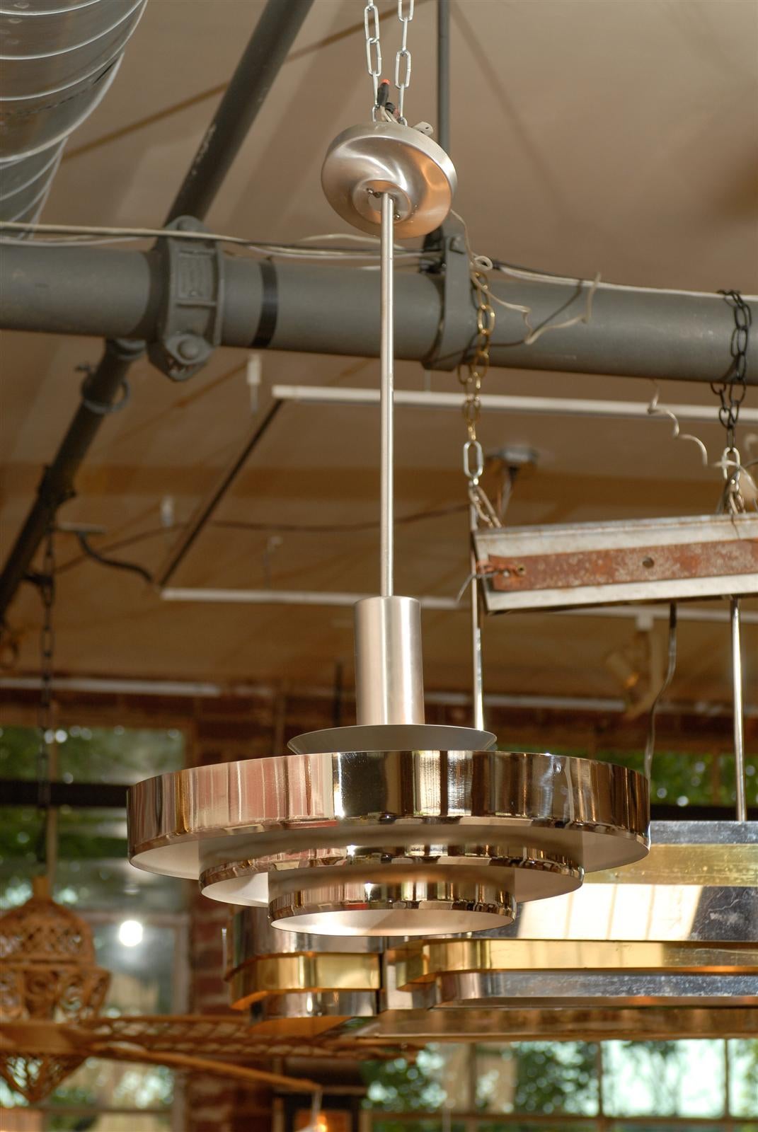 MidCentury NickelPlated Tiered Light Fixture at 1stDibs