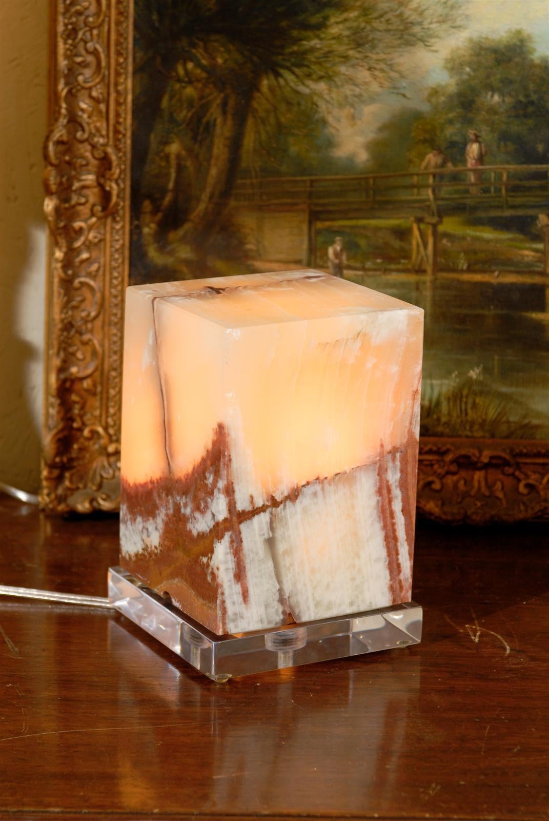 Pair of Green Onyx Cube Lights 1