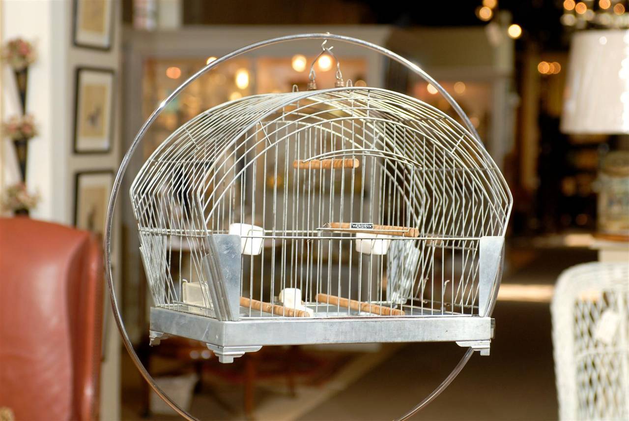 American Art Deco Bird Cage on Stand by Hendryx For Sale at 1stDibs