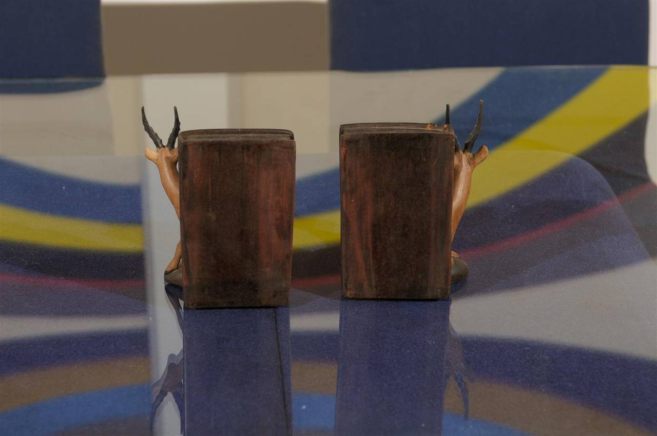 20th Century Pair of Hand-Carved Wooden Bookends