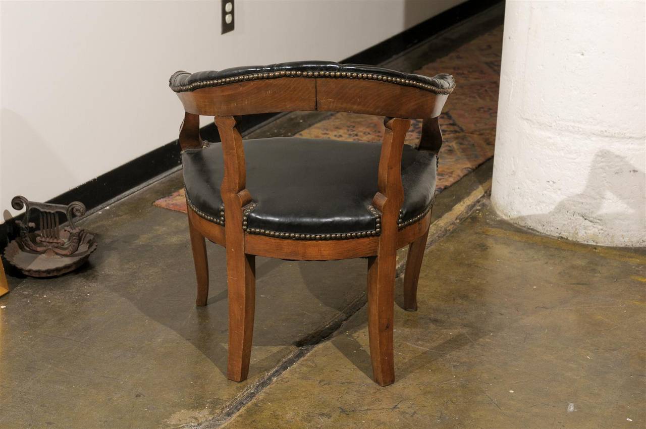 Italian Walnut and Leather Library Chair 4