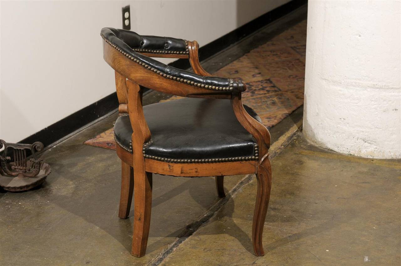 Italian Walnut and Leather Library Chair 2