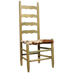 Green Ladder Back Chair with Hide Seat