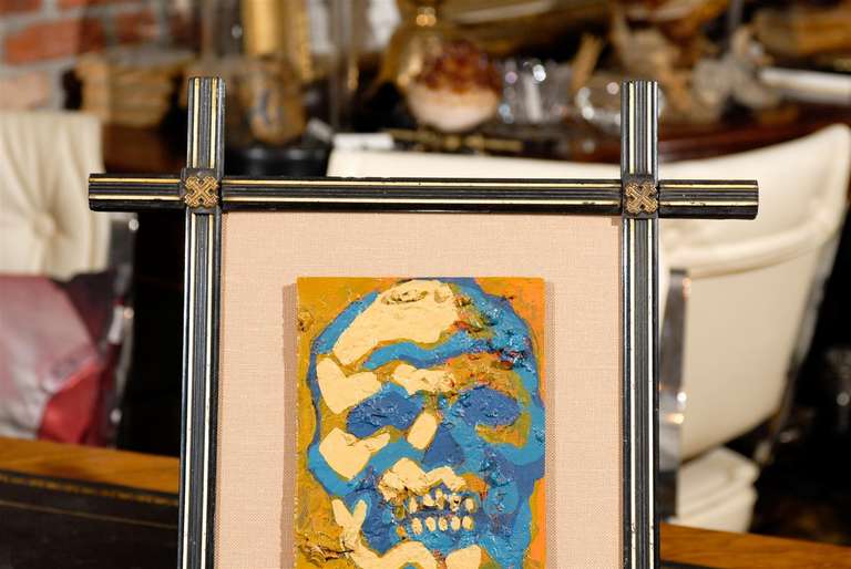 American Skull and Crossbones Framed Painting For Sale