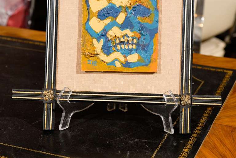 Modern Skull and Crossbones Framed Painting For Sale