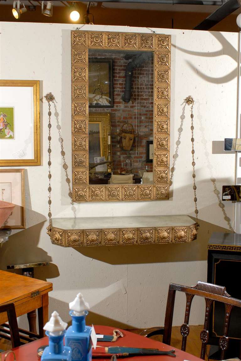 American Hollywood Regency Mirror and Wall Console