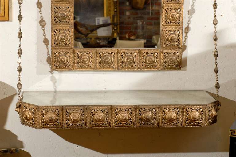 Mid-20th Century Hollywood Regency Mirror and Wall Console