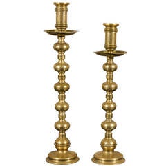 Tall Pair of Hollywood Regency Brass Candlesticks