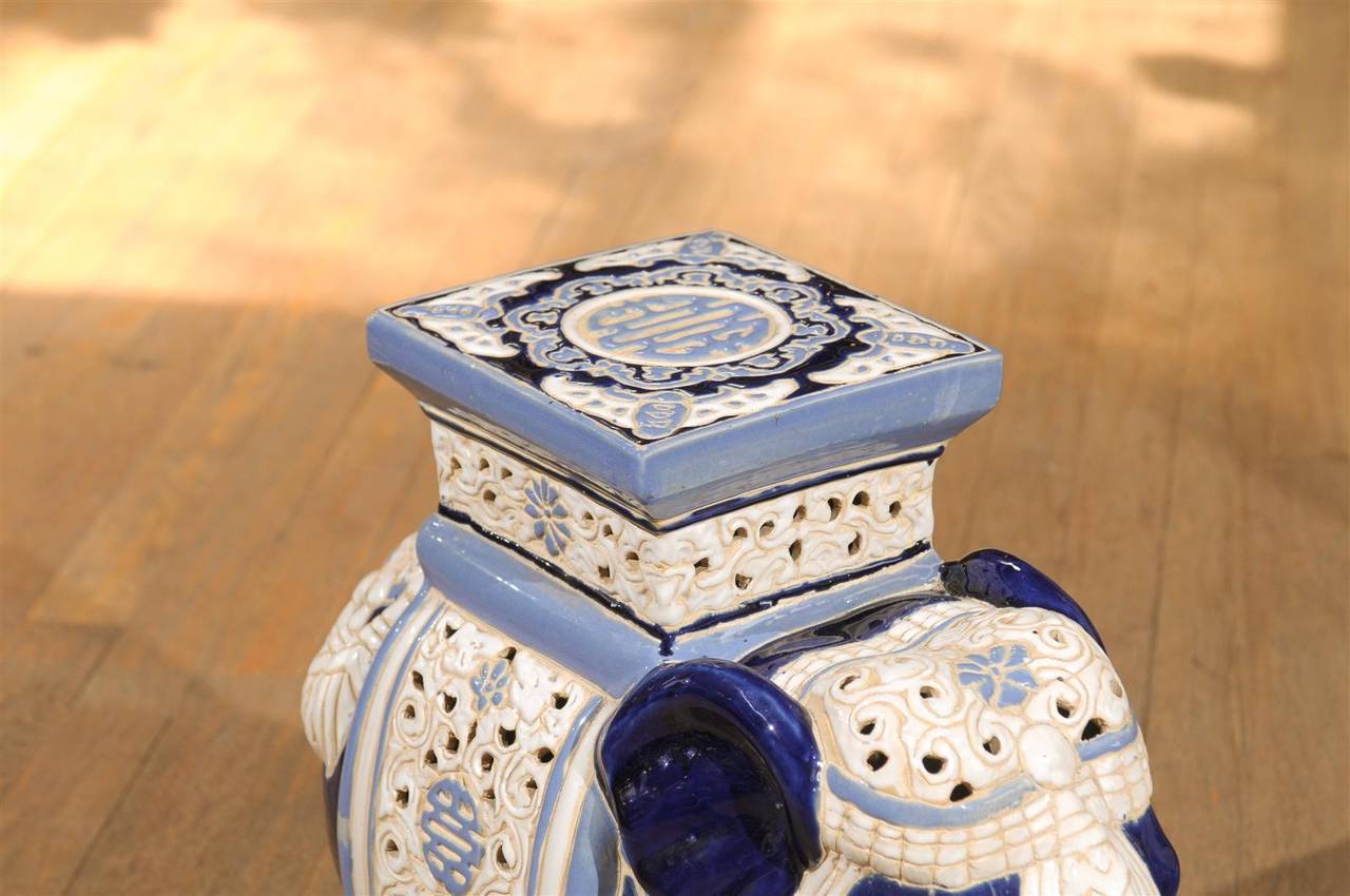 Ceramic Petite Elephant Garden Stool