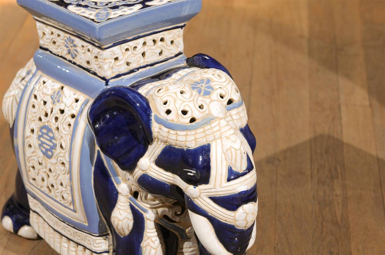 Petite Elephant Garden Stool In Excellent Condition In Atlanta, GA