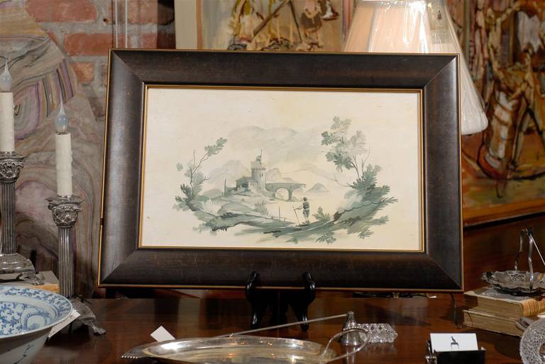 Blue and White Painted Chinoiserie Panel