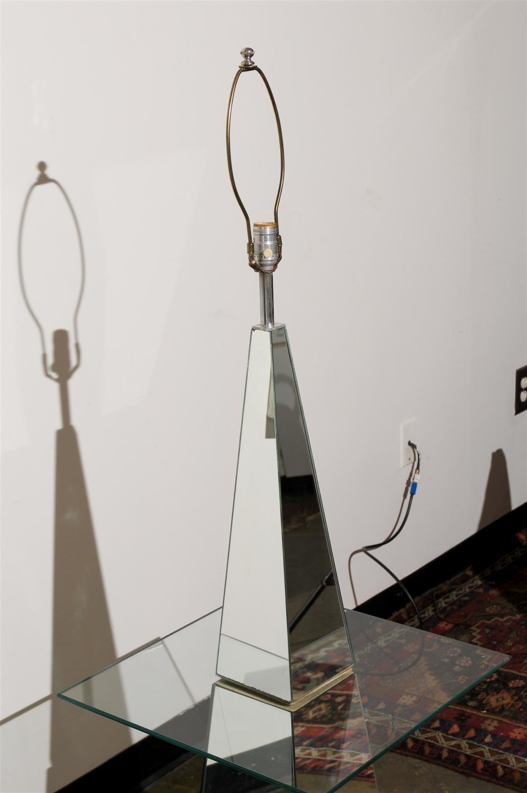 20th Century Hollywood Regency Mirrored Floor Lamp For Sale