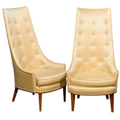 Pair of Mid-Century Tufted High Back Chairs designed by Lubberts and Mulder