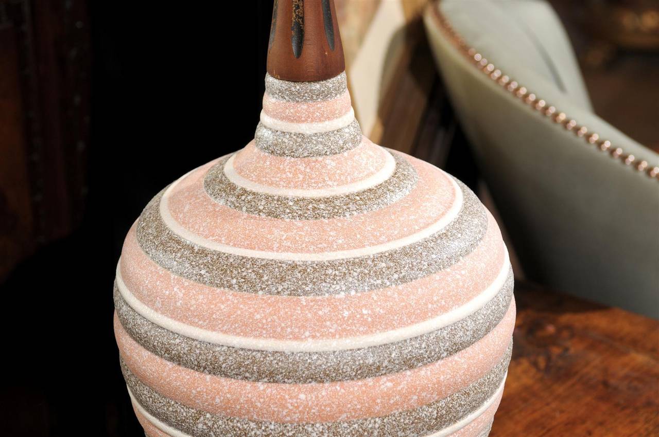 Midcentury Ceramic and Walnut Table Lamp 2