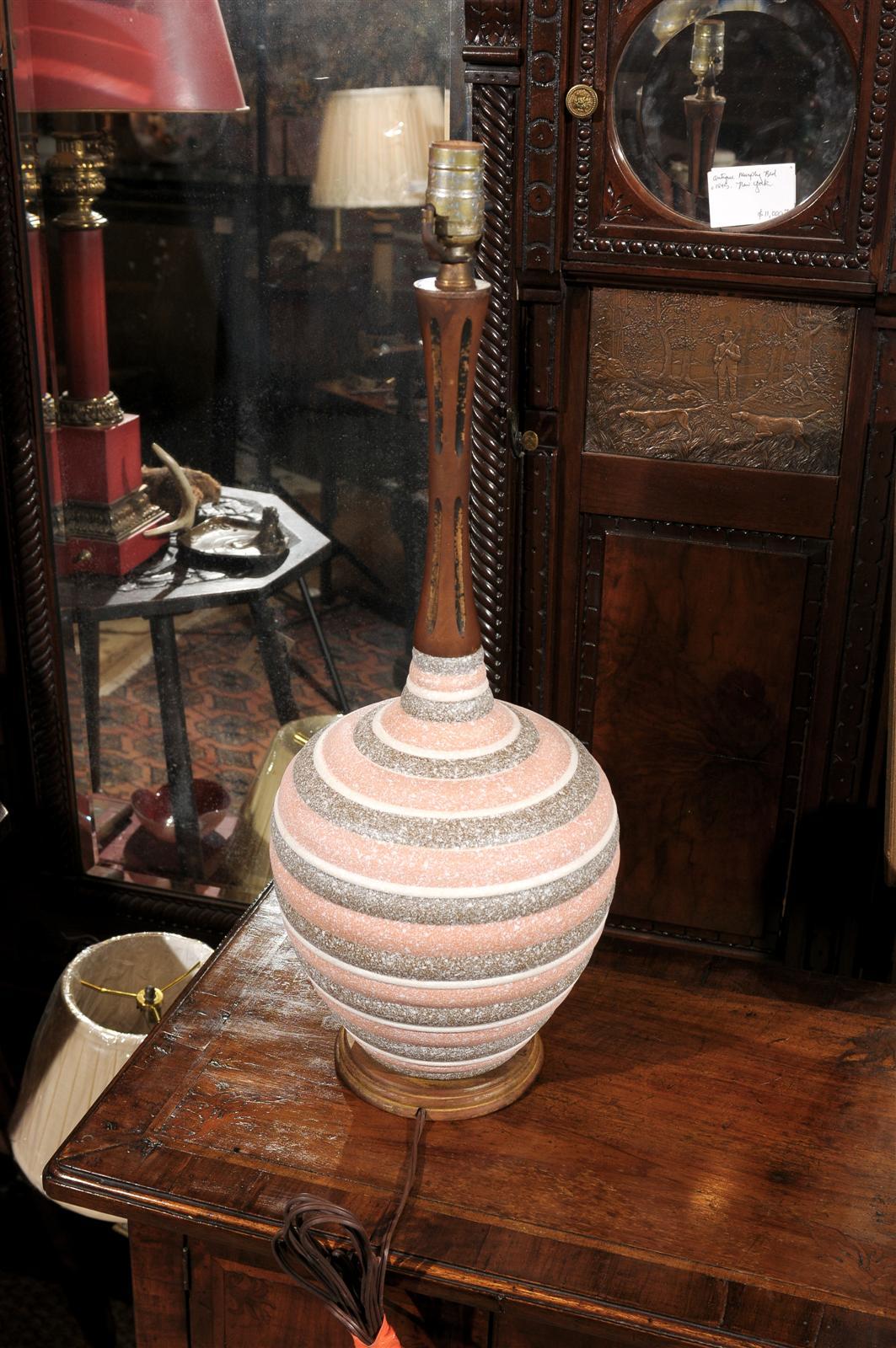 20th Century Midcentury Ceramic and Walnut Table Lamp