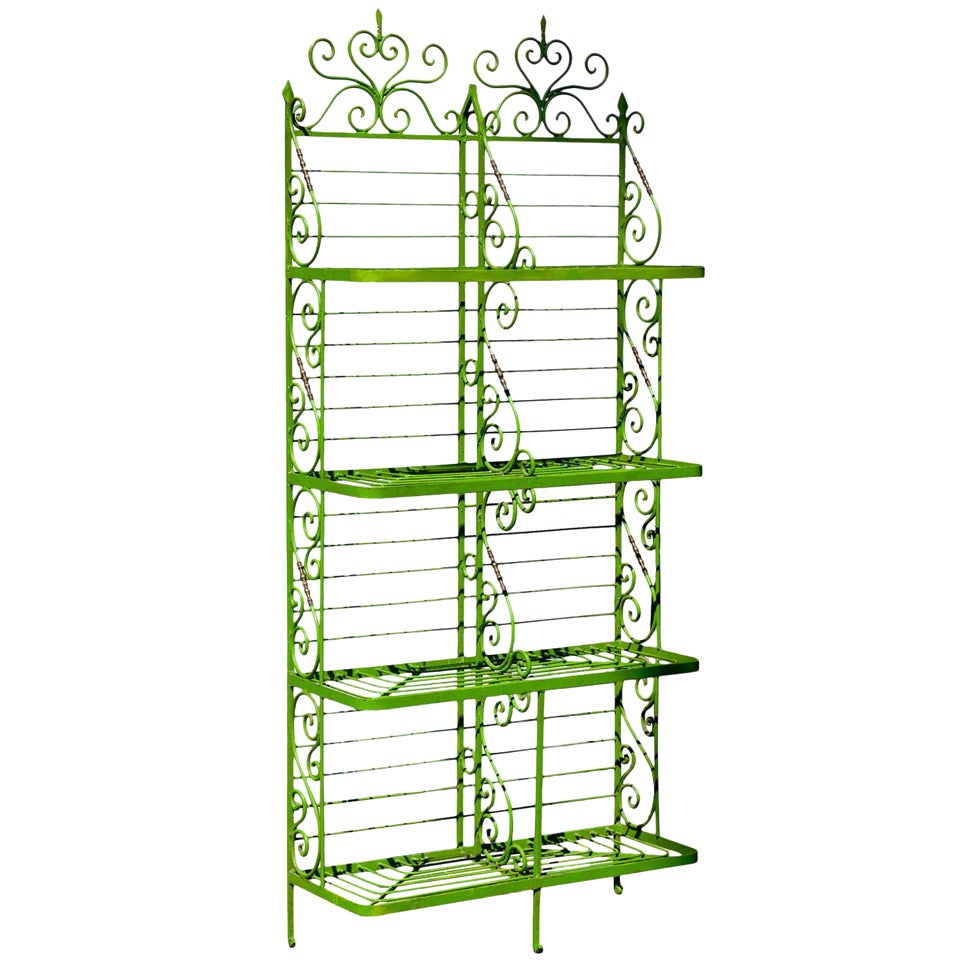 FrenchPainted Iron and Brass Baker's Rack