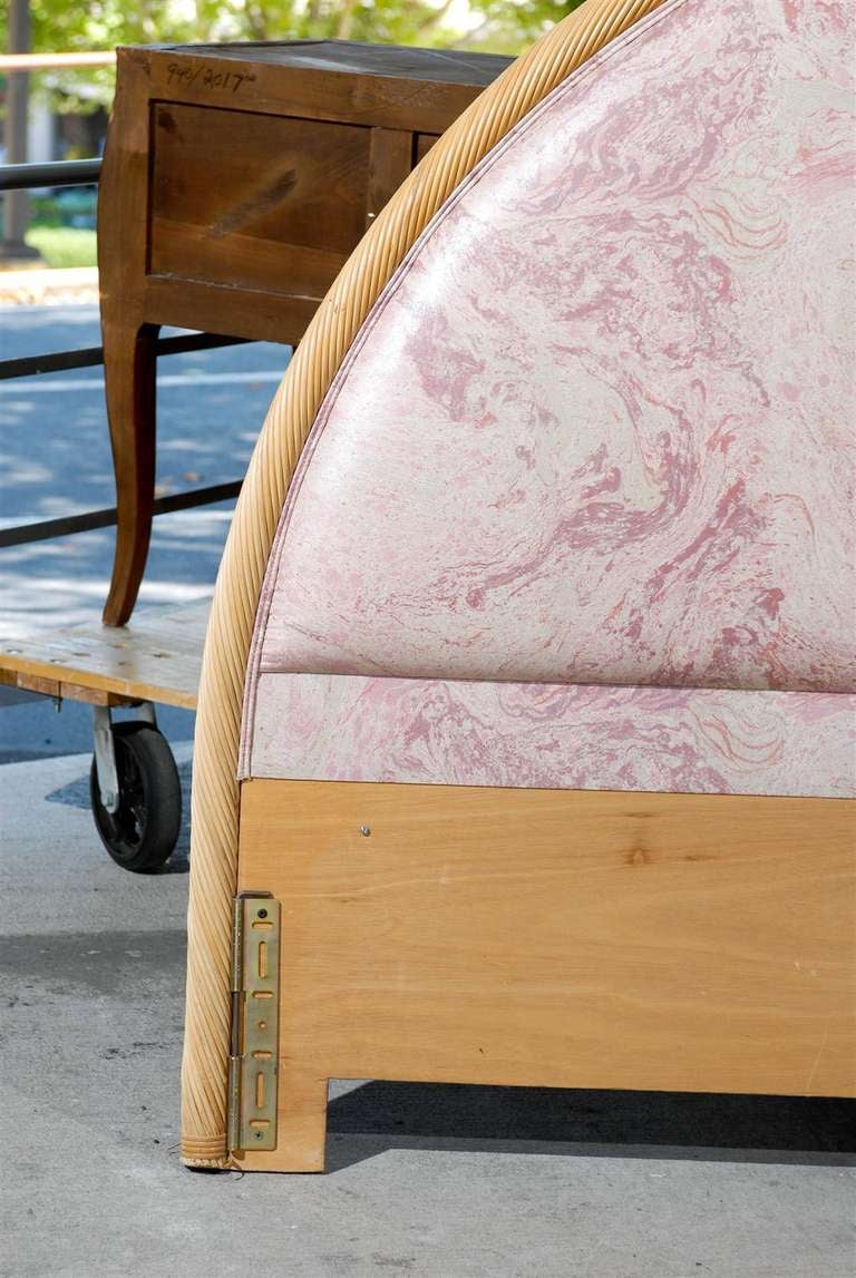 Vintage King Sized Rattan Upholstered Headboard In Good Condition In Atlanta, GA