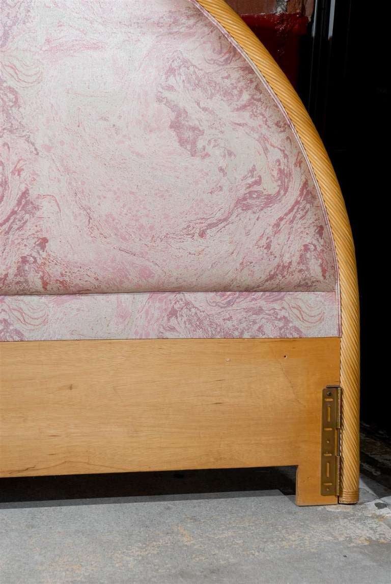 20th Century Vintage King Sized Rattan Upholstered Headboard