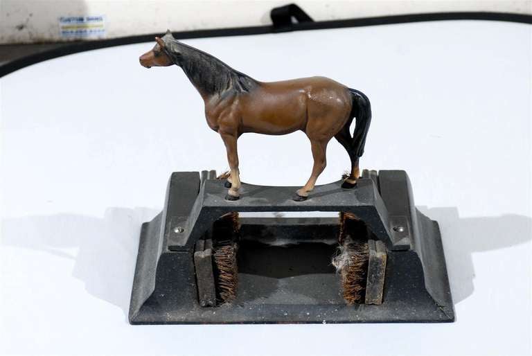 American Classical Cast Iron Boot Scraper with Mounted Horse