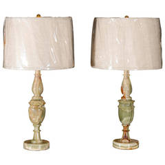 Pair of Green Agate Lamps