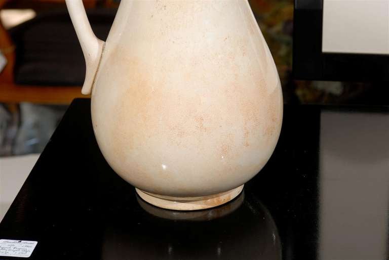 American Classical 19th Century American Pottery Creamware Pitcher