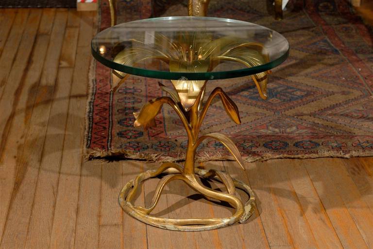 Hollywood Regency Lily Side Table by Arthur Court In Good Condition In Atlanta, GA