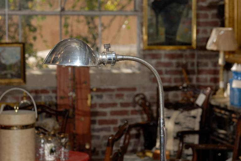 Mid Century Chrome Articulated Pharmacy Lamp In Good Condition For Sale In Atlanta, GA