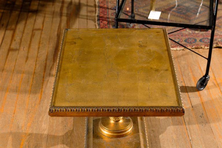 Mid-20th Century Pair of Hollywood Regency Gold Leaf Side Tables