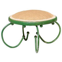 Antique Green Painted Footstool