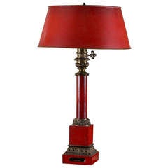 Mid Century Red Tole Lamp