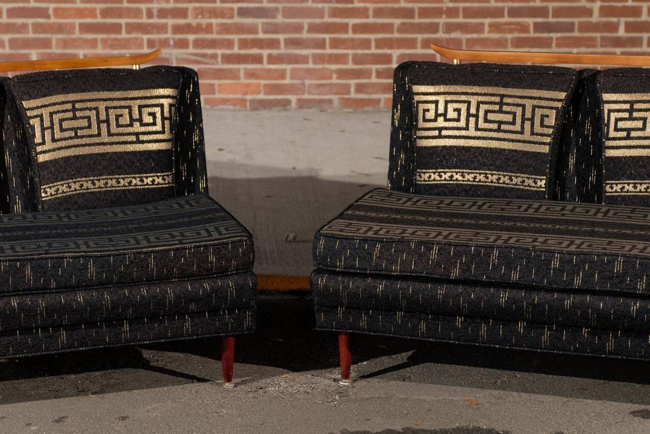 MidCentury Modern Sofa in Original Greek Key Upholstery at 1stDibs