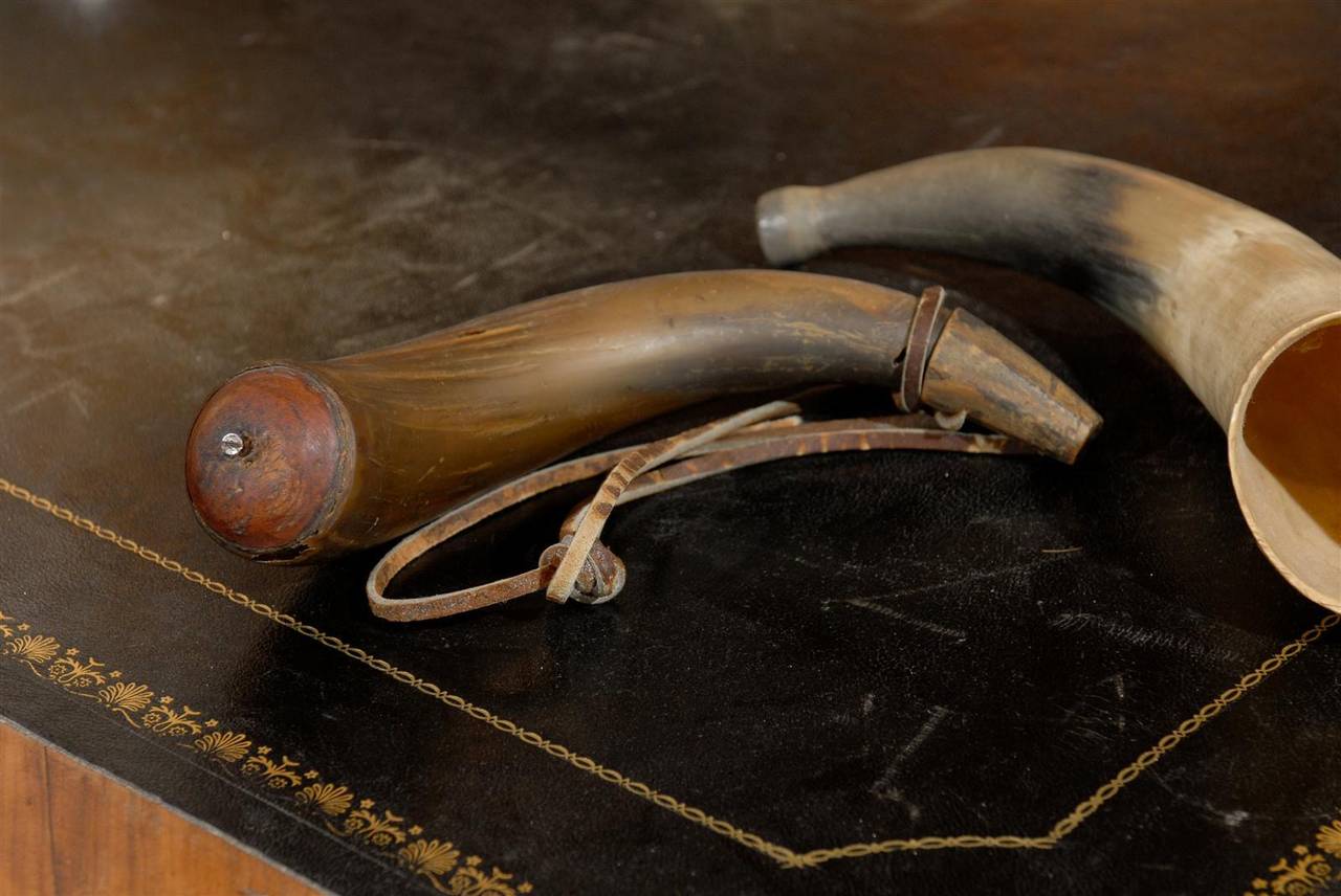 American A Black Powder Horn and a Fox Horn