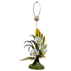 Mid Century Tole Floral Lamp