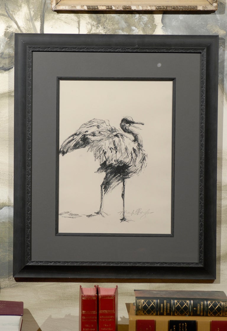 Pair of Heron Charcoals by Marilyn Borglum