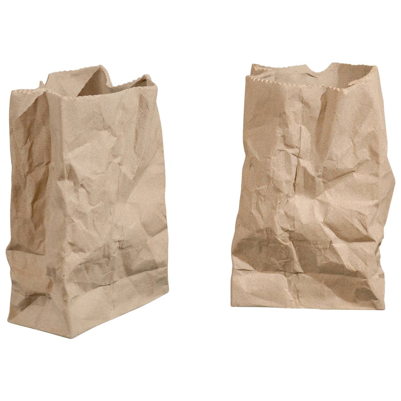 Pair Of Ceramic Paper Bag Vases At 1stdibs