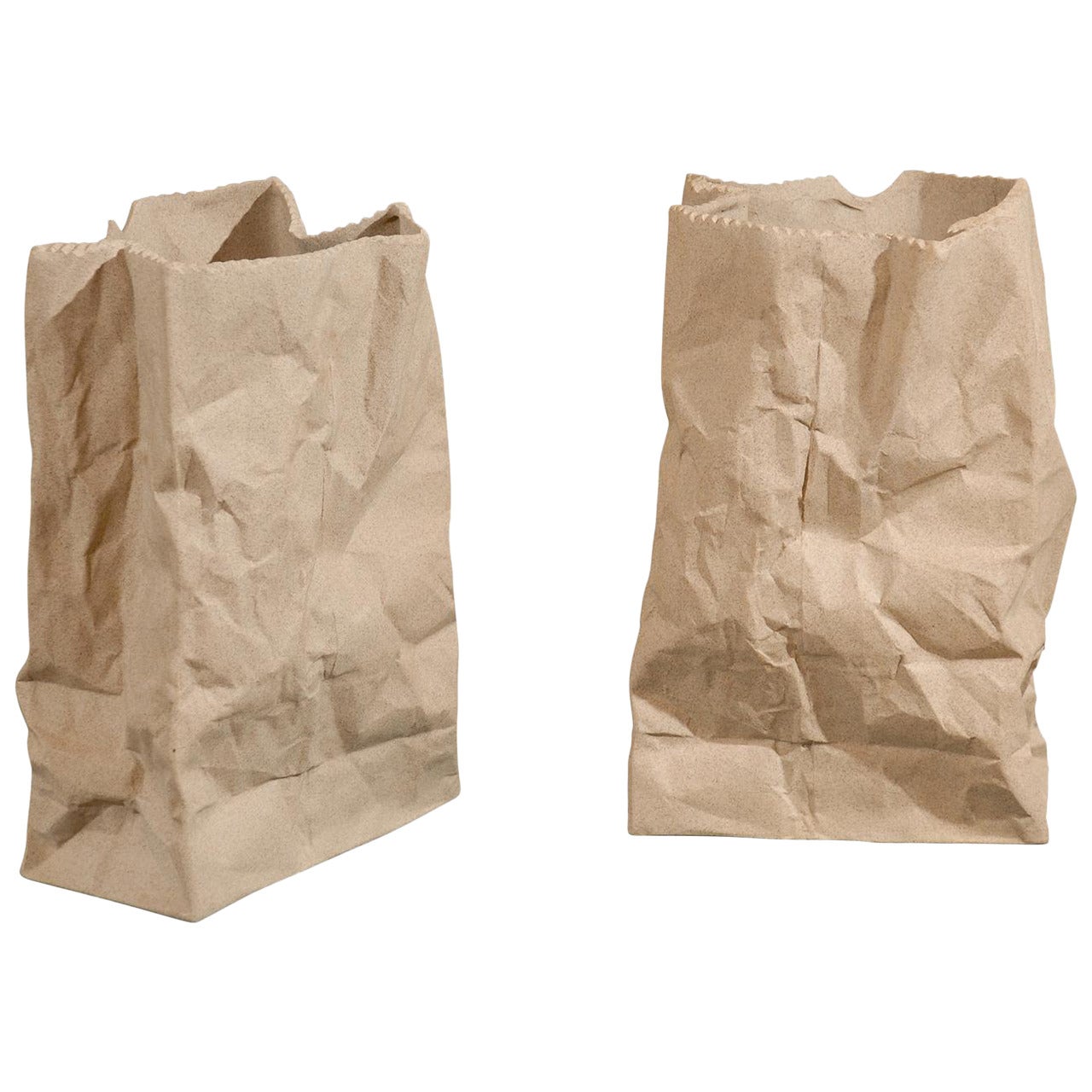 Pair of Ceramic Paper Bag Vases